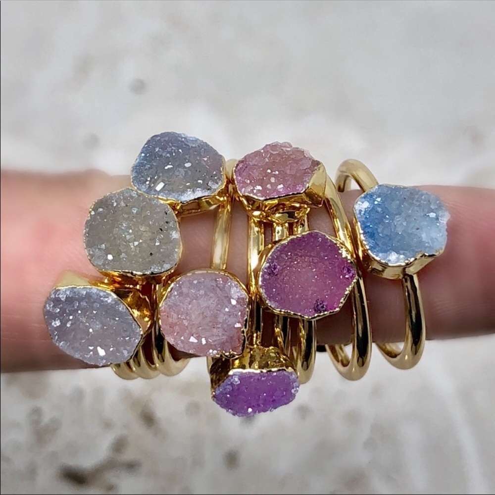 Raw Druzy Crystal Ring - Picture 2 of 7